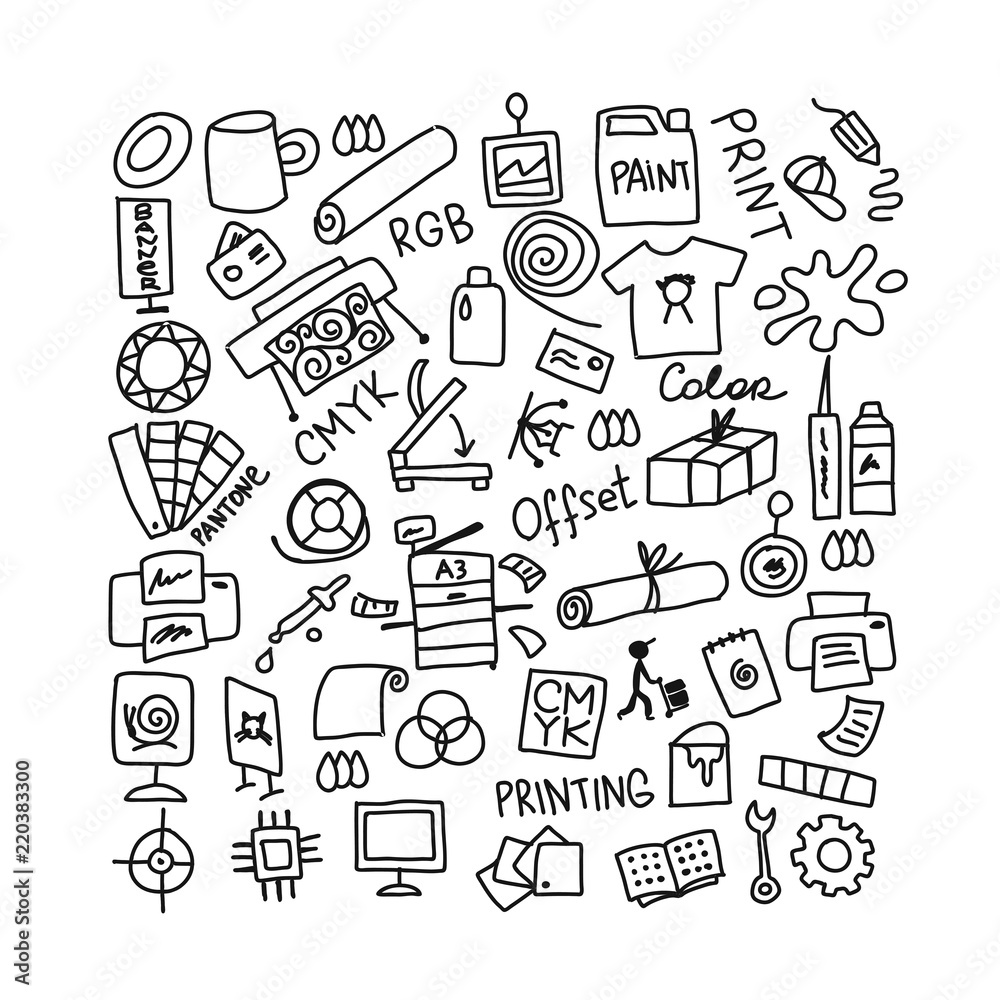 Printing house, sketch for your design Printing house, sketch for your design