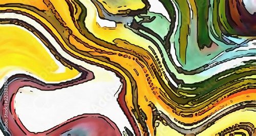 Abstract marble background. Swirl waves of paint. Graphic design pattern. Psychedelic surrealism art. Unusual print for canvas, paper, textile, fabric. Watercolor and oil painting mix. Liquid effect.