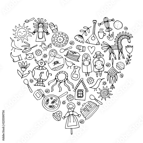 Maslenitsa or Shrovetide. Heart shape for your design