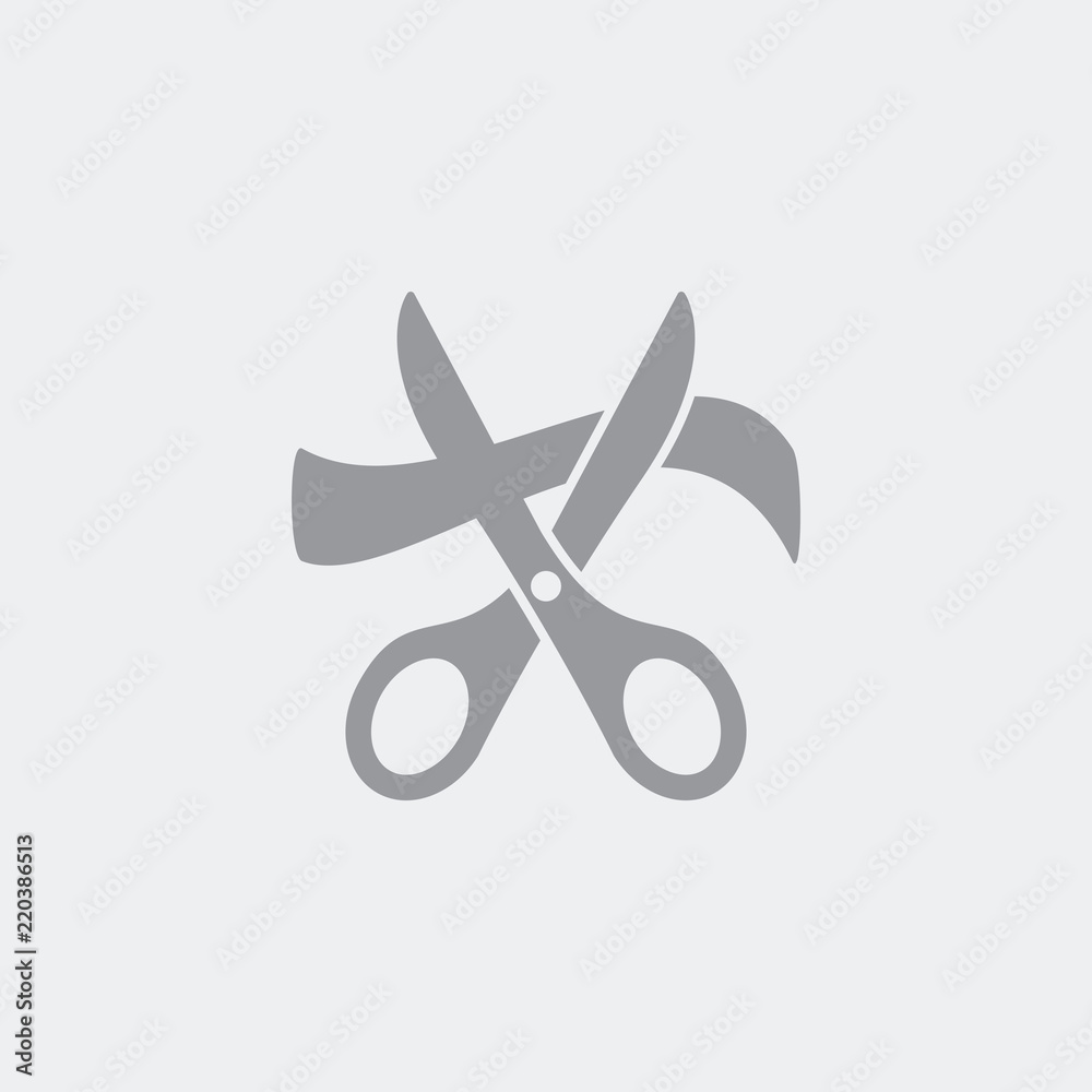 Scissors cutting ribbon - Vector icon