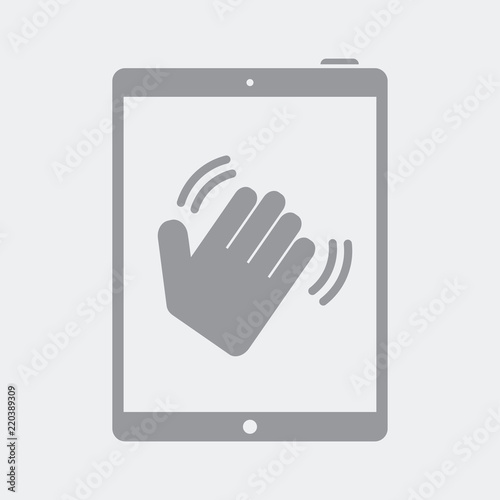 Tablet and hello hand gesture