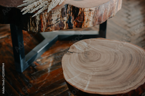 Tree. Wood carving. Wooden products. Interior. Beautiful decor. Style. Table. Elements of the interior. Loft style photo