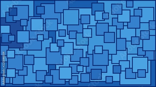 Squares in various shades of blue background - Illustration, 
Illustration with squares, 
Blue squares background
