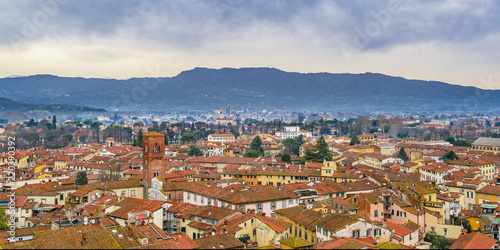 Fototapeta Naklejka Na Ścianę i Meble -  Aerial View Historic Center of Lucca, Italy