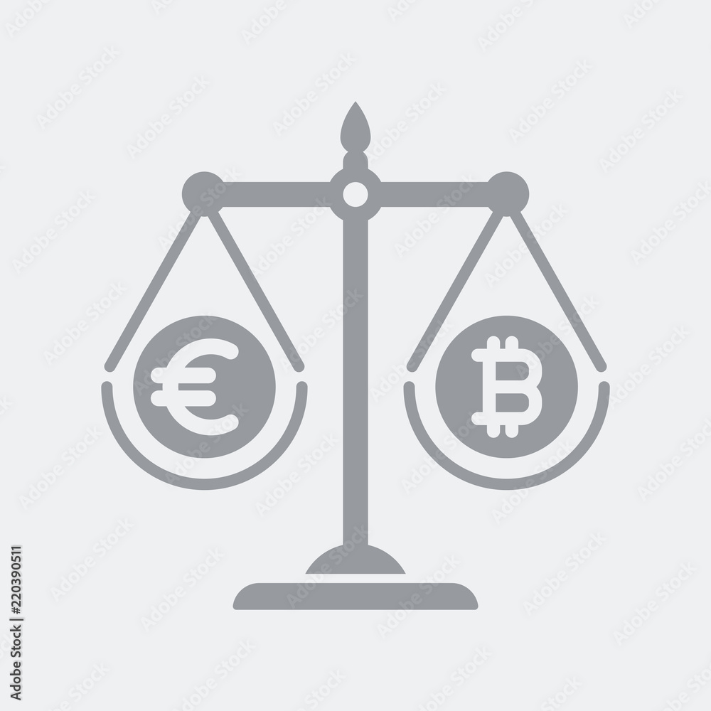 Scales compare Euro and Bitcoin Scales compare Euro and Bitcoin