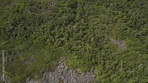 Aerial footage of White Cap Mountain situated within the watershed of the Pleasant River located in Piscataquis County, Maine. It has a distinguished treeline and remains snow covered into summer. photo