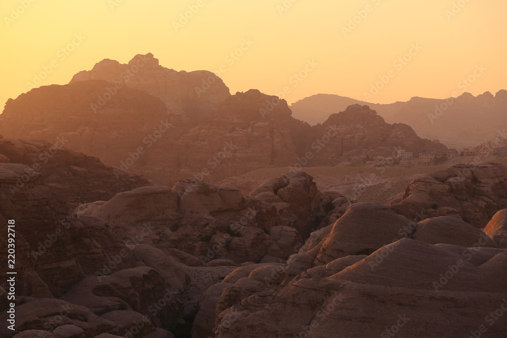 Fototapeta premium Mountains on the outskirts of the Ancient City of Petra, Wadi Rum, Jordan