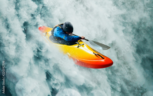 Fototapeta Naklejka Na Ścianę i Meble -  Whitewater kayaking, extreme kayaking