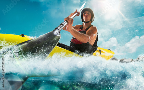 Fototapeta Naklejka Na Ścianę i Meble -  Whitewater kayaking, extreme kayaking