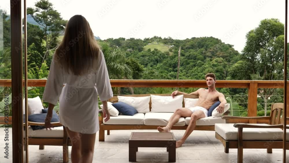 Woman joining man on vacation Woman joining man on vacation