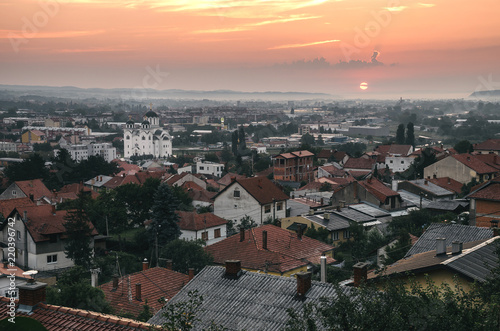 Valjevo city at sunrise, Serbia