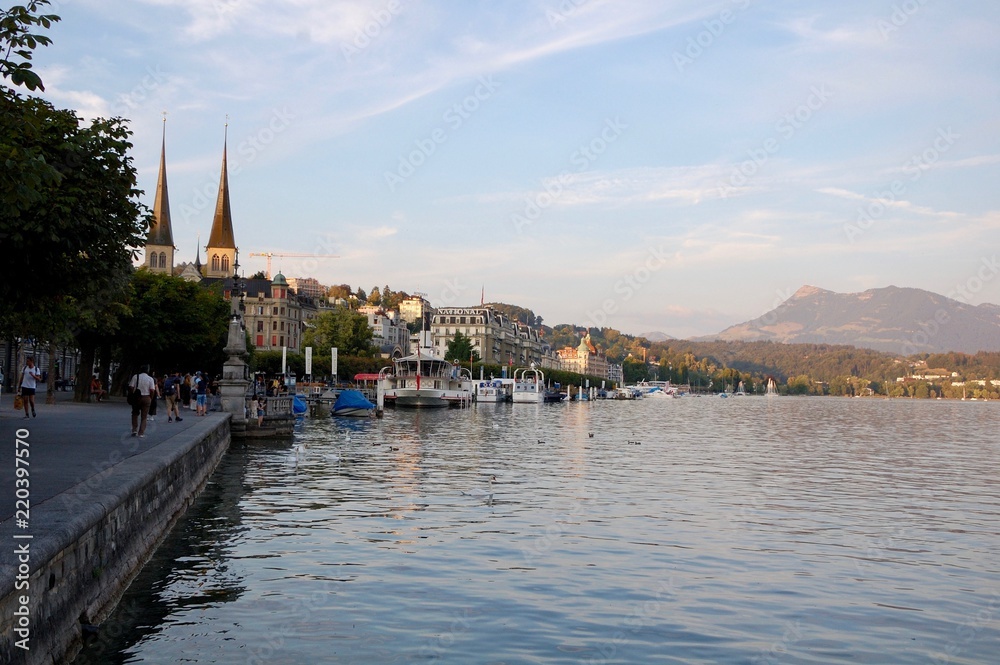 Lucerne lake with landmarkt chirch