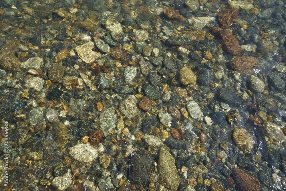 Image of the bottom of a mountain river. Image of the bottom of a mountain river.