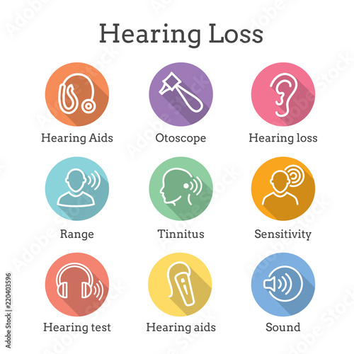 Hearing Aid or loss with Sound Wave Images Set