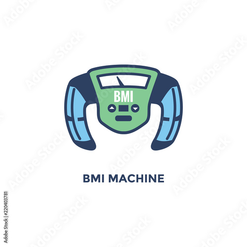 BMI - Body Mass Index Icon with BMI Machine - green and blue