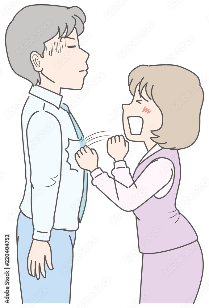 男性を軽く叩くOL 男性を軽く叩くOL