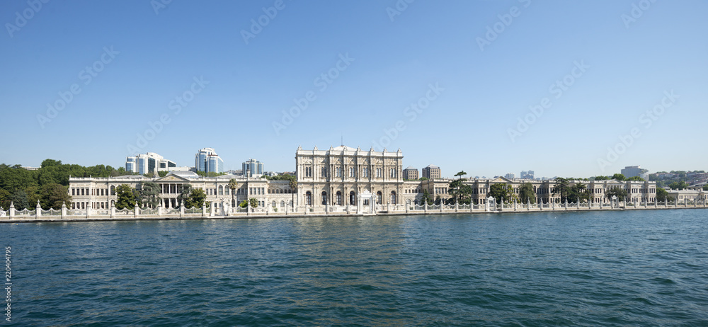Panoramic view of amazing Dolmabahce Palace, Bosphorus Istanbul. 
