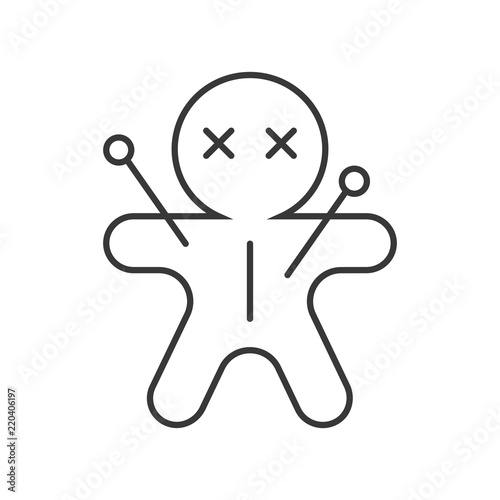 voodoo doll icon, halloween character related set, editable stroke
