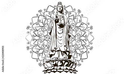 Konstfotografi image of statue of the goddess guanine bodhisattva, the goddess of mercy vector