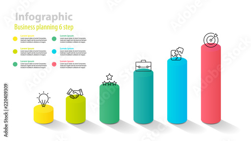 infographic element design 6 step, infochart planning