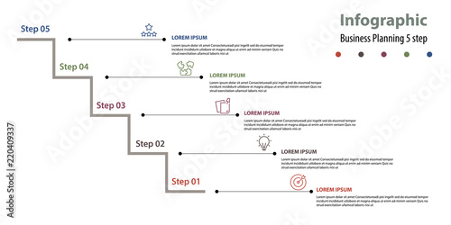 infographic element design 5 step, infochart planning