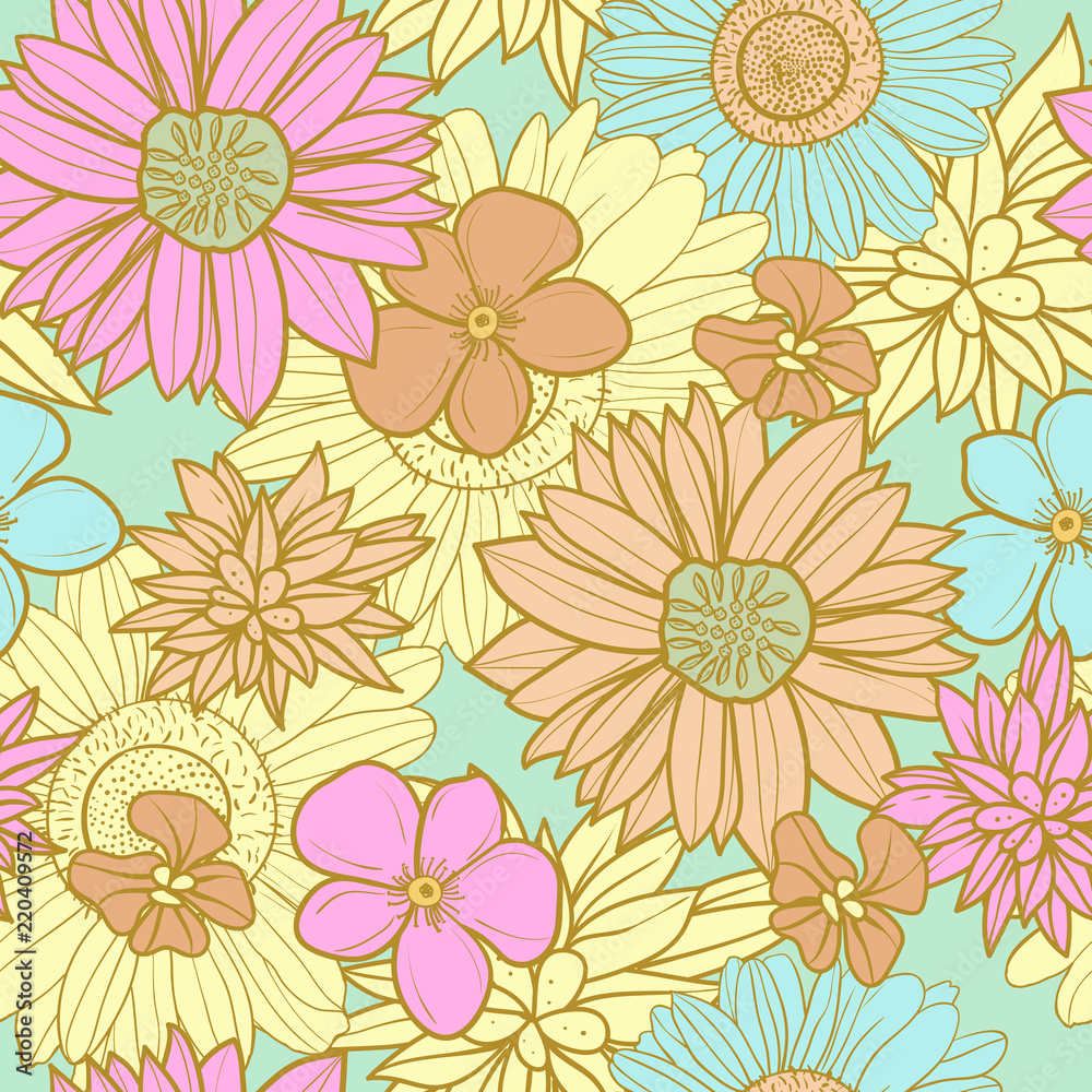 custom made wallpaper toronto digitalSamless vector pattern with flowers