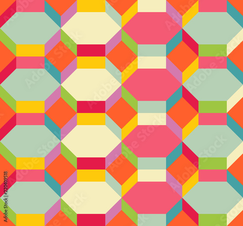 Abstract seamless background with multicolored geometric pattern 