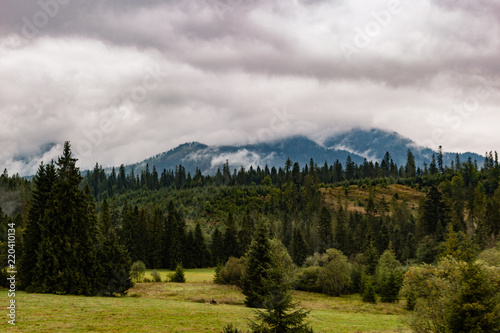 Foggy and cloudy woods and mountain of Orava in Slovak republic