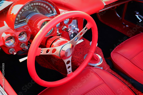 Vintage Red Sportscar with Sporty Leather Interior