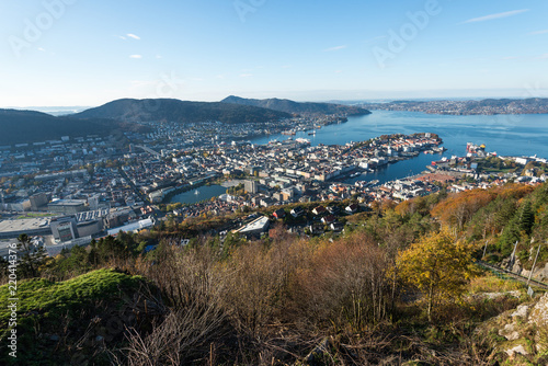 bergen norway in the morning, norway, europe, view from the floyen