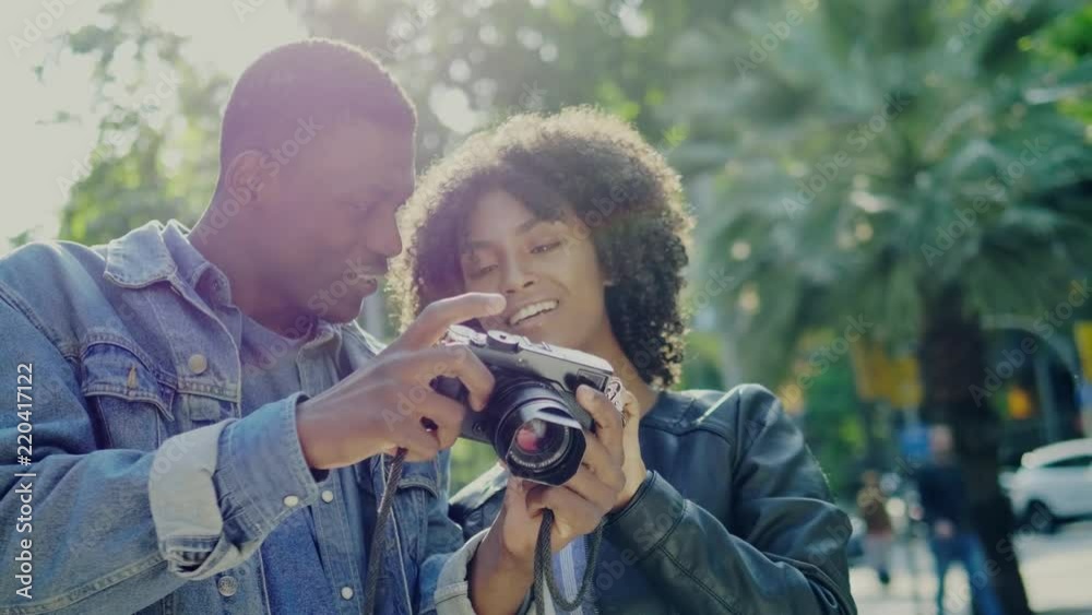 Young happy black couple outdoors Young happy black couple outdoors