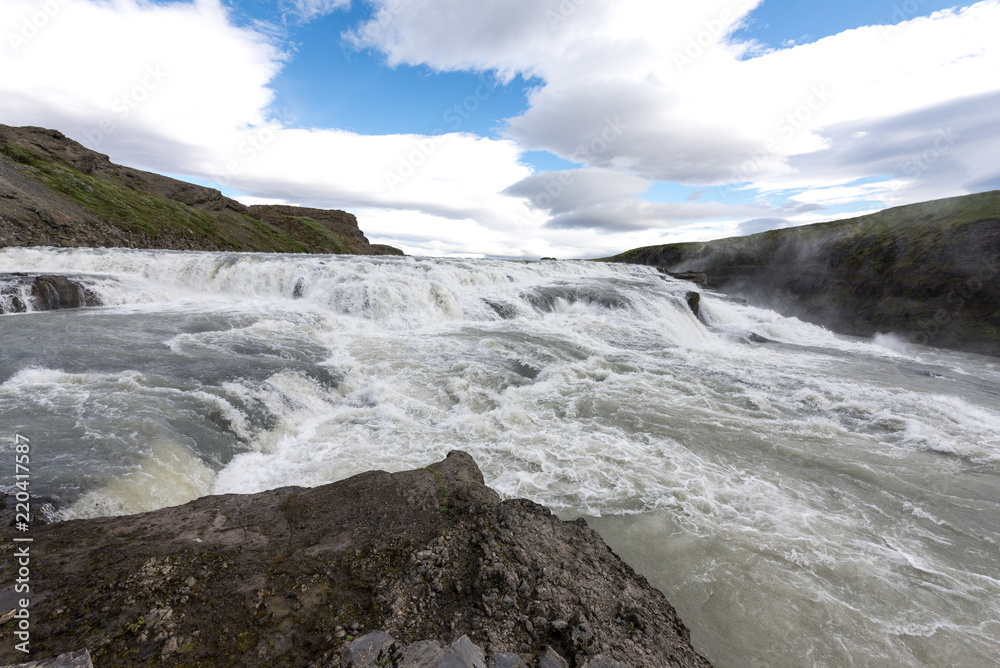 Gullfoss, Golden Falls, iceland, waterfall, in the Hvítá river canyon, south-west Iceland.