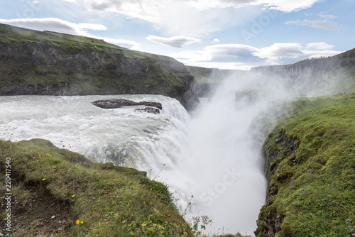 Gullfoss  Golden Falls  iceland  waterfall  in the Hv  t   river canyon  south-west Iceland.