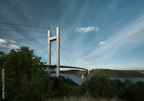Suspension bridge in Sweden to the Tjorn island. © ianachyrva