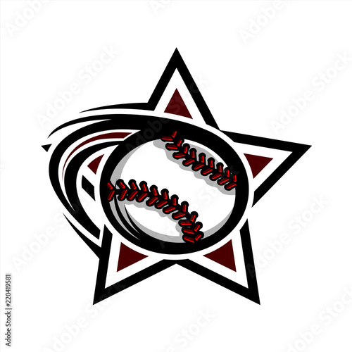 Baseball Swoosh Star Logo 04