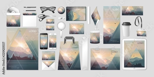 Vector set kit collection corporate identity mockup mock up ecology environment landscape nature design