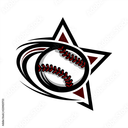 Baseball Swoosh Star Logo 02