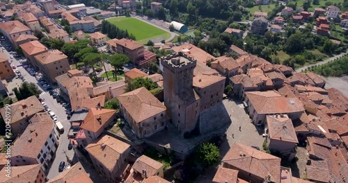 Drone Flying over a Small Village (Arcidosso) in Tuscany,Italy photo