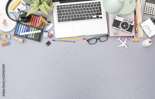 top view creative office desk header