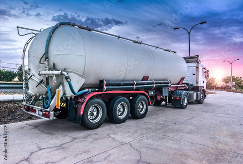 Tank truck carrying fuel