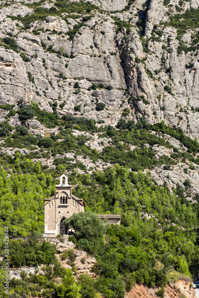 Small hermitage on the middle of the mountain of Montserrat