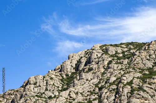 The mountain of Monserrat against the blue sky