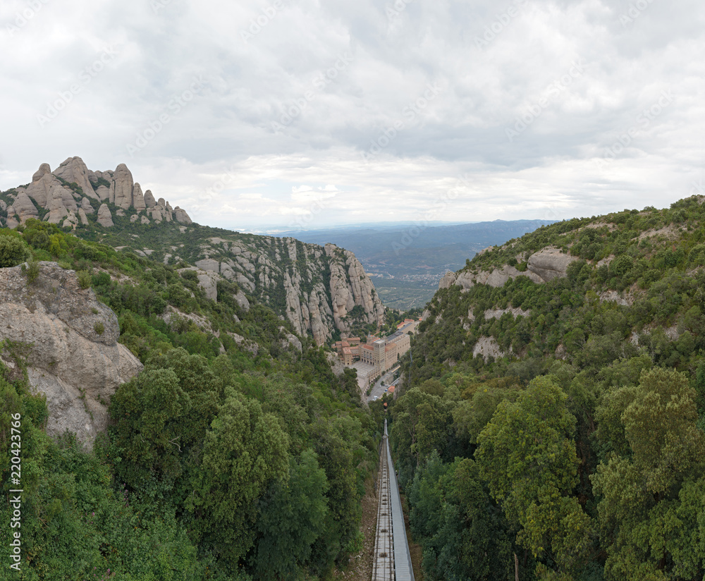 Obraz premium View towards Santa Maria de Montserrat Abbey, Barcelona, Catalonia, Spain.