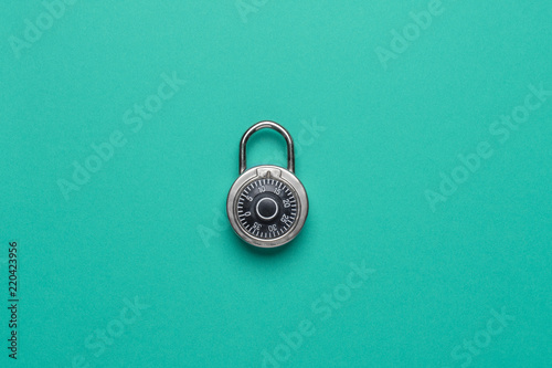 Dial Metal Combo Lock Front View locked on green background used