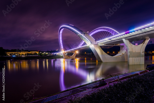 Nanning, China Bridge into Night Time Landscape Long Exposure photo