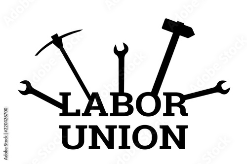 Labor union - organization for union of united workers, laborers and employees. Vector illustration