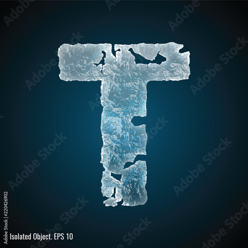 Ice Font / isolated ice shaped letter T vector illustration