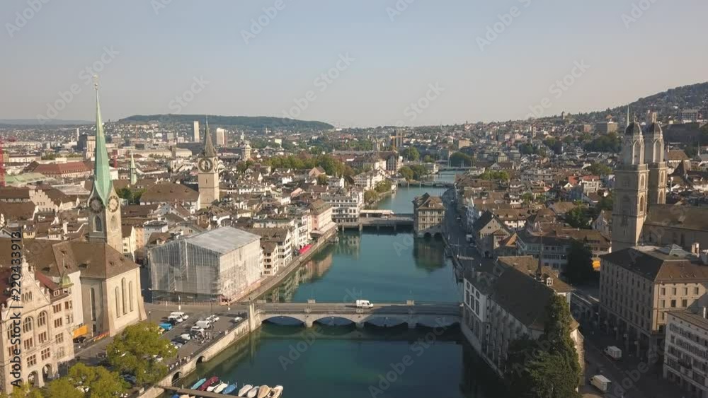Cityscape of Zurich, the biggest city in Switzerland. Aerial view Cityscape of Zurich, the biggest city in Switzerland. Aerial view