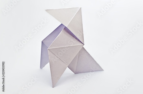 Origami white paper bird