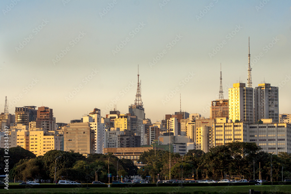  Sky line and Lake in Ibirapuera Park, Sao Paulo in Brazil
